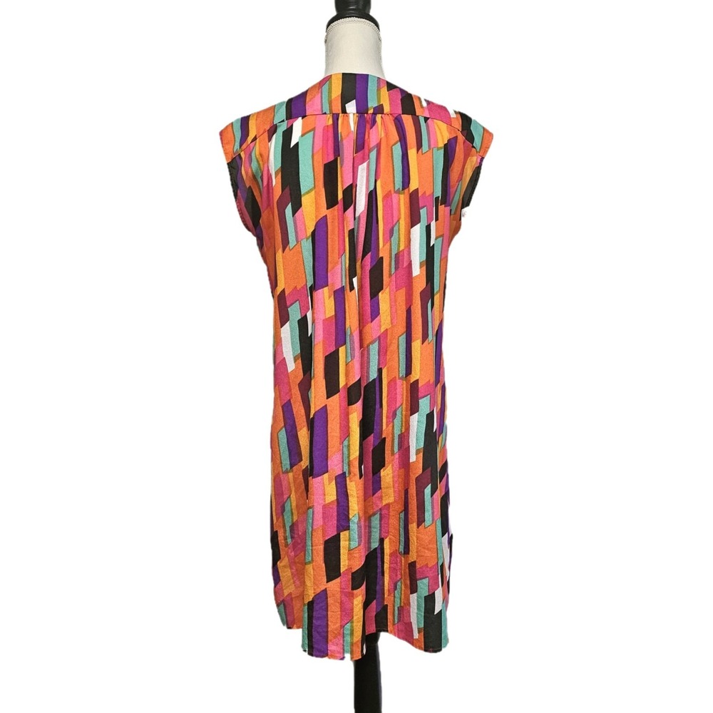 Et Vous Vibrant Psychedelic Woven Diamond Sleeveless Dress Size 12 - Picture 3 of 9